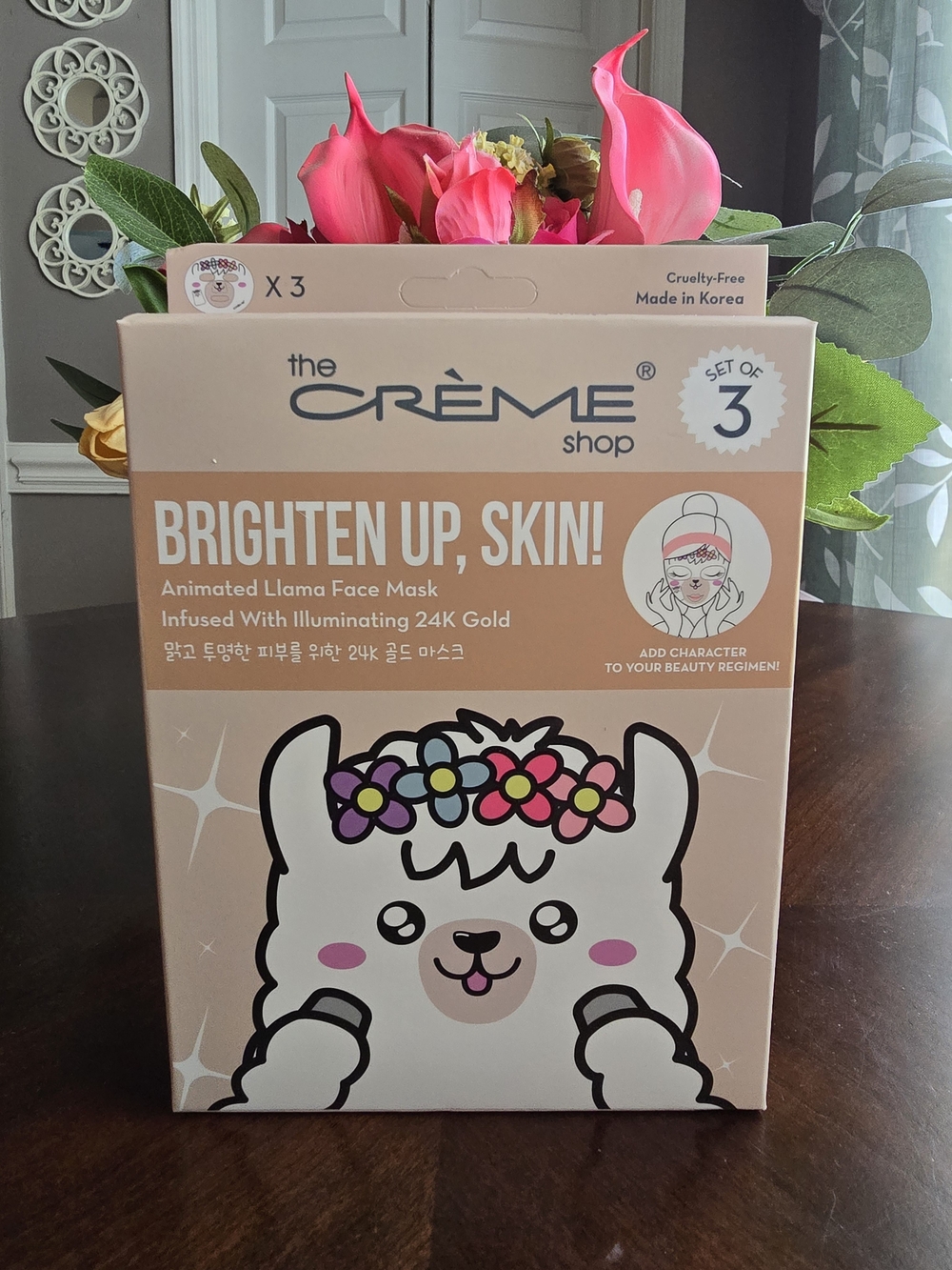 The CRÈME shop Brighten Up, Skin! Animated Llama Face Mask - Pink & Cream